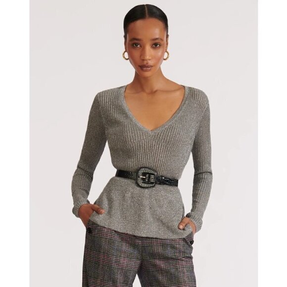 💕VERONICA BEARD💕 Esmerelda V-neck Pullover Grey - Picture 3 of 16